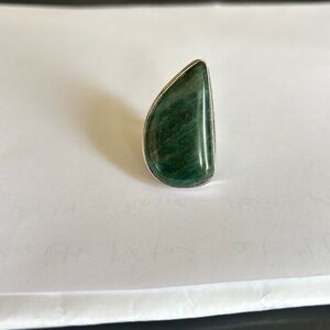 Elegant Green  moss agate Stone Silver Ring